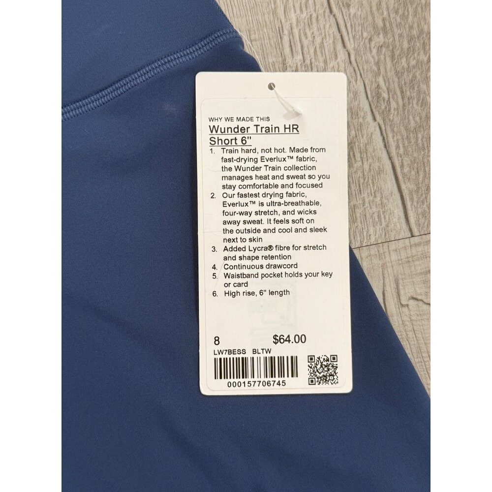 Lululemon Wunder Train HR Short 6" Womens Size 8 High-Rise Everlux Blue NEW - Picture 3 of 7